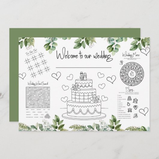 Spiel Wedding Kids Activities Einladung (Vorne/Hinten)