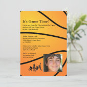 Spiel-Zeit-Foto-Basketball-Einladung Einladung (Stehend Vorderseite)