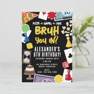 Spielabend Brettspiele Snacks Bruh Geburtstag Einladung