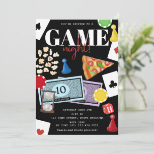 Spielabend Brettspiele Snacks Party Einladung