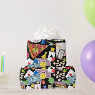 Spielabend Brettspiele Snacks Party Geschenkpapier