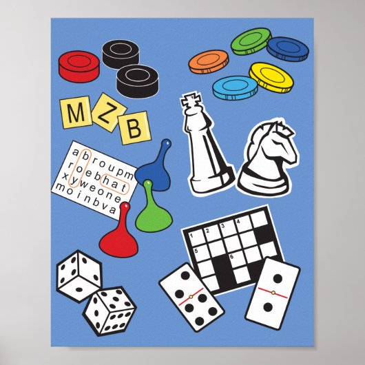 Spielabend, Brettspiele und Word-Puzzles Poster (Vorne)