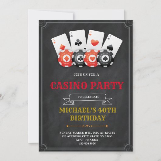 Spielabend Casino Party Einladung (Vorderseite)