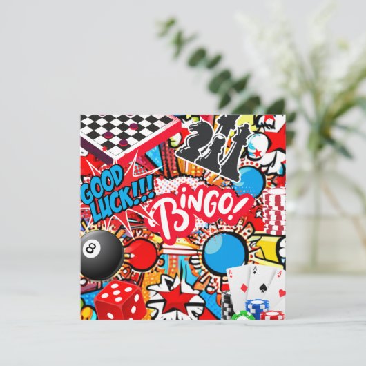 Spielabend Feiertagskarte (Stehend Vorderseite)