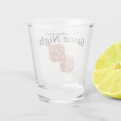 Spielabend Rosa Glitzer Würfel Schnapsglas (Rückseite)