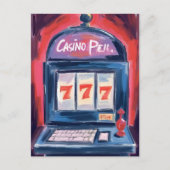 Spielautomat im Casino Malerei Postkarte (Vorderseite)