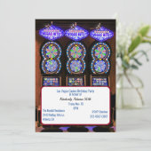 Spielautomaten Casino Geburtstagsparty Einladung (Stehend Vorderseite)