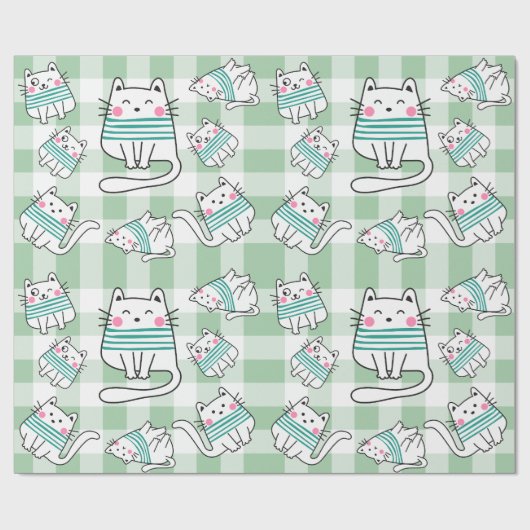 Spielbares Cat Pattern-Design Geschenkpapier (Flach)