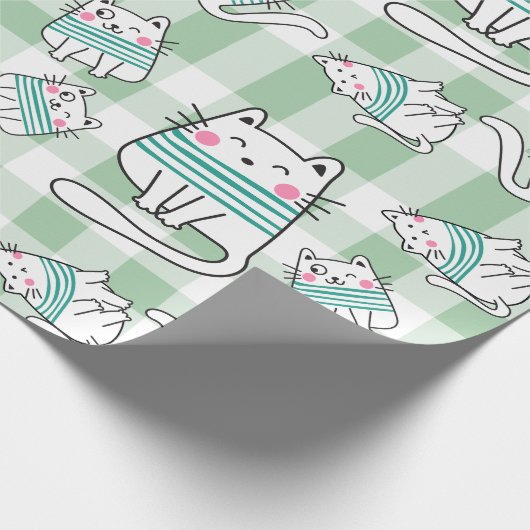 Spielbares Cat Pattern-Design Geschenkpapier (Ecke)