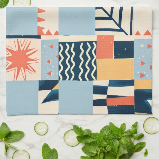 Spielbares geometrisches Muster Geschirrtuch (Gefaltet)
