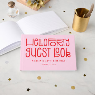 Spielbares Hallo Vierzig Typografie 40. Geburtstag Gästebuch