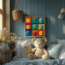 Spielbares Kaktus-Charaktergitter für die Zimmerde Poster