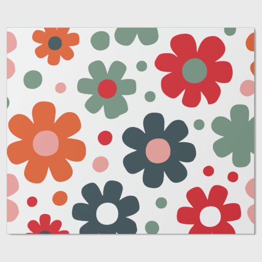 Spielbares Retro-Blume Muster Geschenkpapier (Flach)