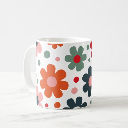 Spielbares Retro-Blume Muster Kaffeetasse (Vorderseite Links)