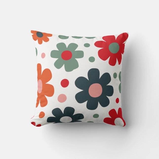 Spielbares Retro-Blume Muster Kissen (Vorderseite)