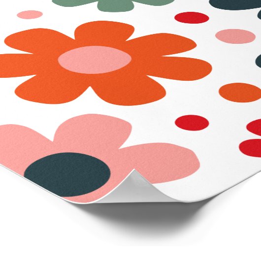 Spielbares Retro-Blume Muster Poster (Ecke)