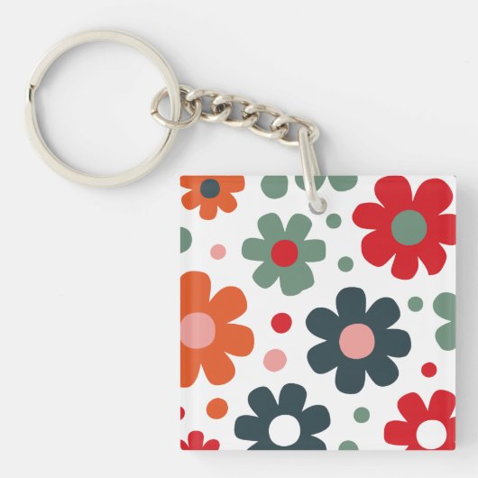 Spielbares Retro-Blume Muster Schlüsselanhänger (Vorderseite)