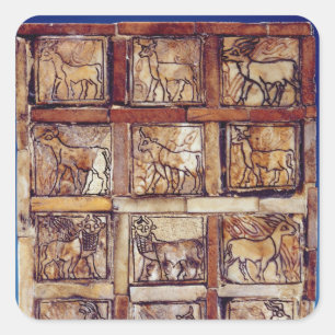 Spielbrett, Tiere des Feldes und des Waldes Quadratischer Aufkleber