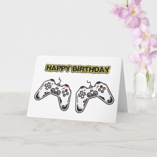 Spielcontroller Geburtstagskarte Karte (Orchidee)