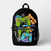 Spielcontroller Graffiti Gaming Born To Play Bedruckter Rucksack (Vorderseite)