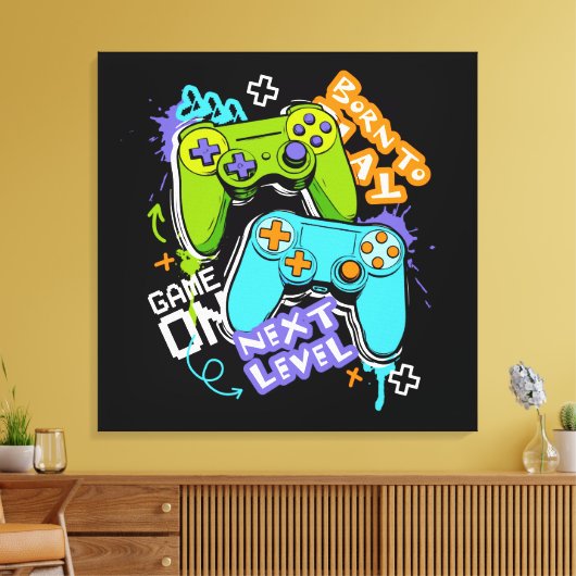 Spielcontroller Graffiti Gaming Born To Play Leinwanddruck (Insitu (Wohnzimmer))