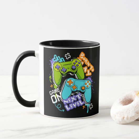 Spielcontroller Graffiti  Gaming Born To Play  Tasse (Mit Donut)