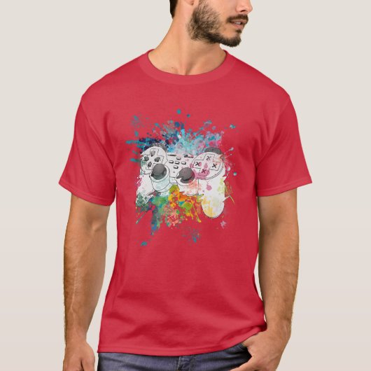 Spielcontroller mit farbenfrohen Farben Geschenk S T-Shirt (Vorderseite)
