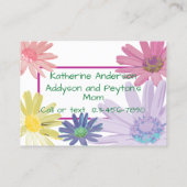 Spieldatenkarte von Daisy Child Visitenkarte (Rückseite)