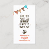 Spieldatum des Bulldog-Hausmeisters Telefonnummerkarte (Rückseite)