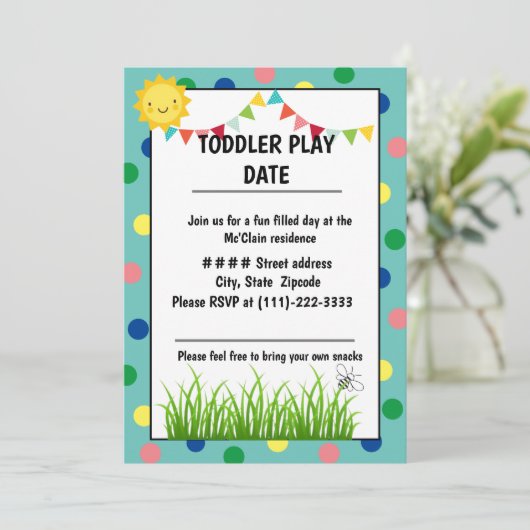 Spieldatum für Kleinkinder Einladung (Stehend Vorderseite)