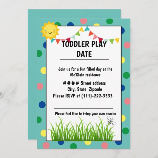Spieldatum für Kleinkinder Einladung (Vorne/Hinten)