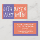 Spieldatum für Orange und Lila Farbblöcke Telefonnummerkarte (Vorne/Hinten)