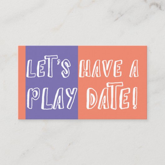 Spieldatum für Orange und Lila Farbblöcke Telefonnummerkarte (Vorderseite)