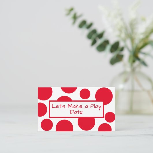 Spieldatum Red Polka Dot Business Card des Kindes Visitenkarte (Stehend Vorderseite)