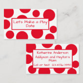 Spieldatum Red Polka Dot Business Card des Kindes Visitenkarte (Vorne/Hinten)