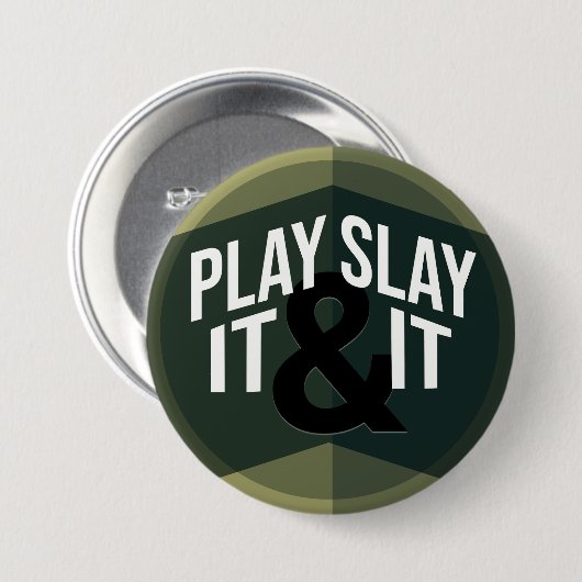 Spiele auf der grünen, modernen geometrischen Phra Button (Vorne & Hinten)