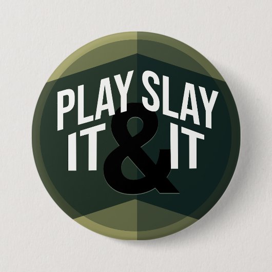 Spiele auf der grünen, modernen geometrischen Phra Button (Vorderseite)