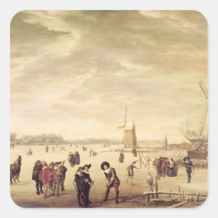 Spiele auf Eis Quadratischer Aufkleber
