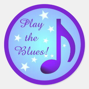 Spiele die Blues Purple Blue Note Circle Stars Runder Aufkleber