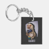 Spiele! Funny Cartoon Slog Spiele Schlüsselanhänger (Vorderseite links)