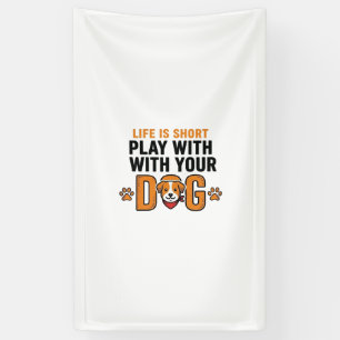 Spiele mit deinem Hund Lustige Vintage-Gravur Desi Banner