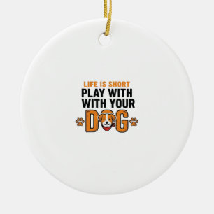 Spiele mit deinem Hund Lustige Vintage-Gravur Desi Keramik Ornament
