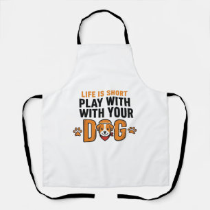 Spiele mit deinem Hund Lustiges Vintage-Gravurdesi Schürze