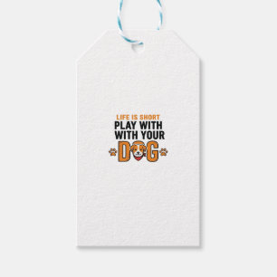 Spiele mit deinem Hund Lustiges Vintage-Stichdesig Geschenkanhänger