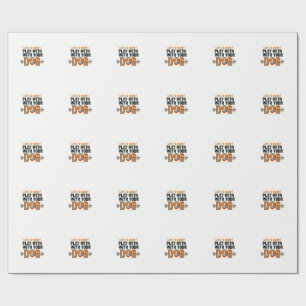 Spiele mit deinem Hund Lustiges Vintage-Stichdesig Geschenkpapier