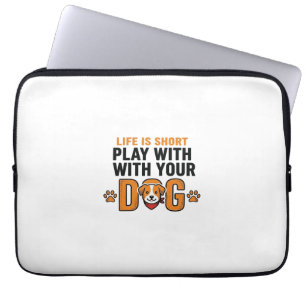 Spiele mit deinem Hund Lustiges Vintage-Stichdesig Laptopschutzhülle