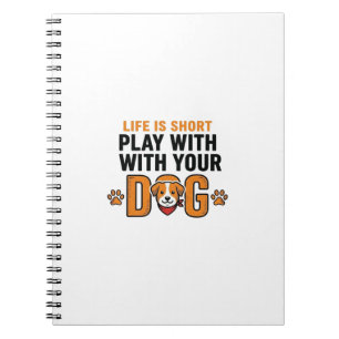 Spiele mit deinem Hund Lustiges Vintage-Stichdesig Notizblock