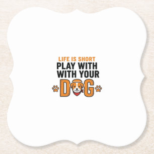 Spiele mit deinem Hund Lustiges Vintage-Stichdesig Untersetzer
