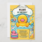 Spiele Splash Bubbles Summer Duck Foam 1. Geburtst Einladung (Vorderseite)