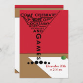 Spiele und Cocktails Einladung (Vorne/Hinten)